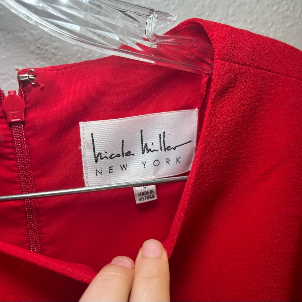 Nicole Miller Red Ruffle Mini Dress women’s‎ 8 Classic elegant office polished - Picture 4 of 7